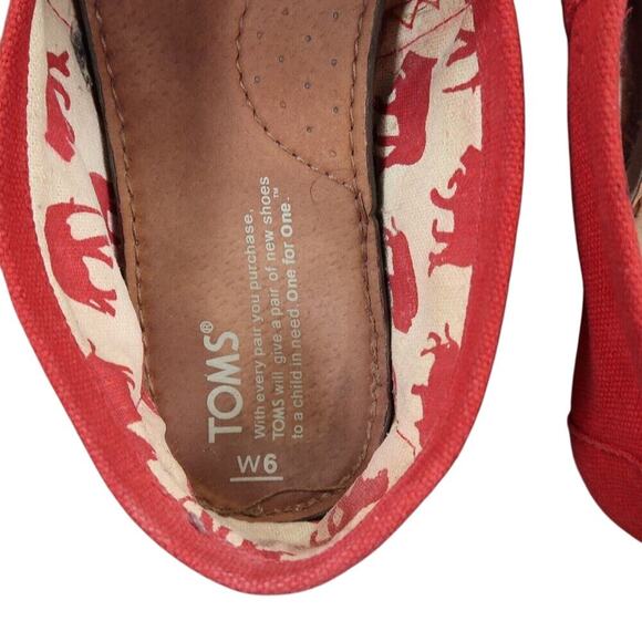 Toms Shoes Womens 6 Flats Casual Canvas Slip On Red Loafer Classic Alpargatas - Picture 8 of 12